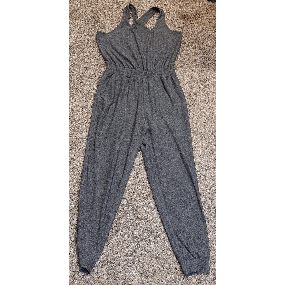 We Wander Women’s Weflex Sybelle Gray Stretch Jumpsuit Racerback Size M No Belt